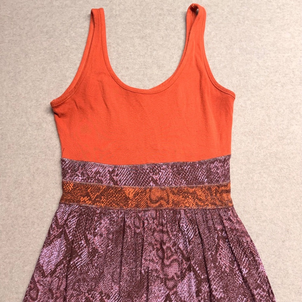Anthropologie Boho Snakeskin Print Colima Maxi Dress Orange Purple Sleeveless - Picture 5 of 14